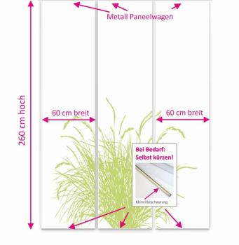 Reed 24 – Apfel blancoFlächenvorhang - 3teiliges Set Flächenvorhang 3er Set, Schiebegardine, Schiebegardinen, blickdicht, Flächenvorhang blickdicht, Schiebevorhang,